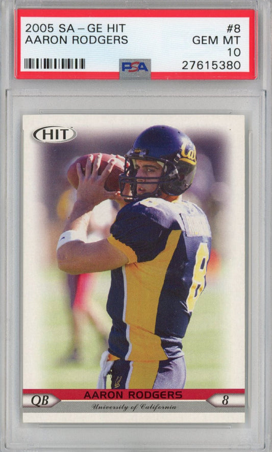 Graded 2005 Sage SA-GE Hit Aaron Rodgers #8 Rookie RC Football Card PSA 10 Gem Mint