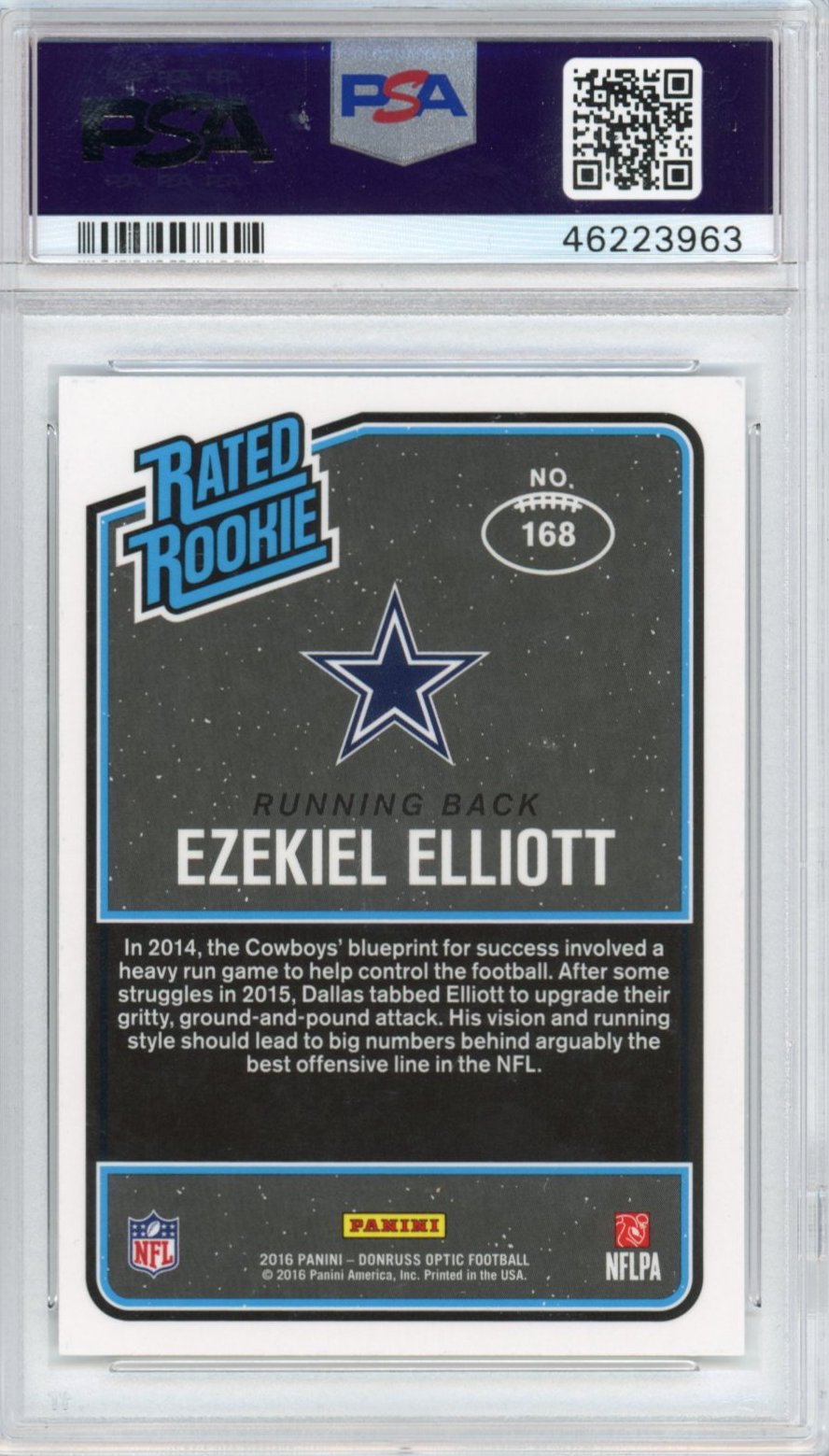 Graded 2016 Panini Donruss Optic Ezekiel Elliott #168 Rookie RC Football Card PSA 10 Gem Mint