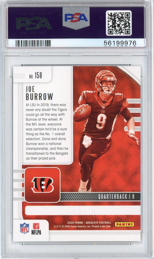Graded 2020 Panini Absolute Joe Burrow #158 Rookie RC Football Card PSA 9 Mint