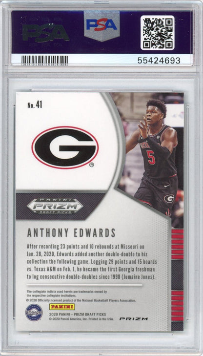 Graded 2020-21 Panini Prizm DP Draft Picks Anthony Edwards #41 Green Prizm Rookie RC Basketball Card PSA 10 Gem Mint