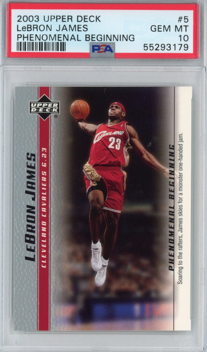 Graded 2003-04 Upper Deck UD LeBron James #5 Phenomenal Beginning Rookie RC Basketball Card PSA 10 Gem Mint