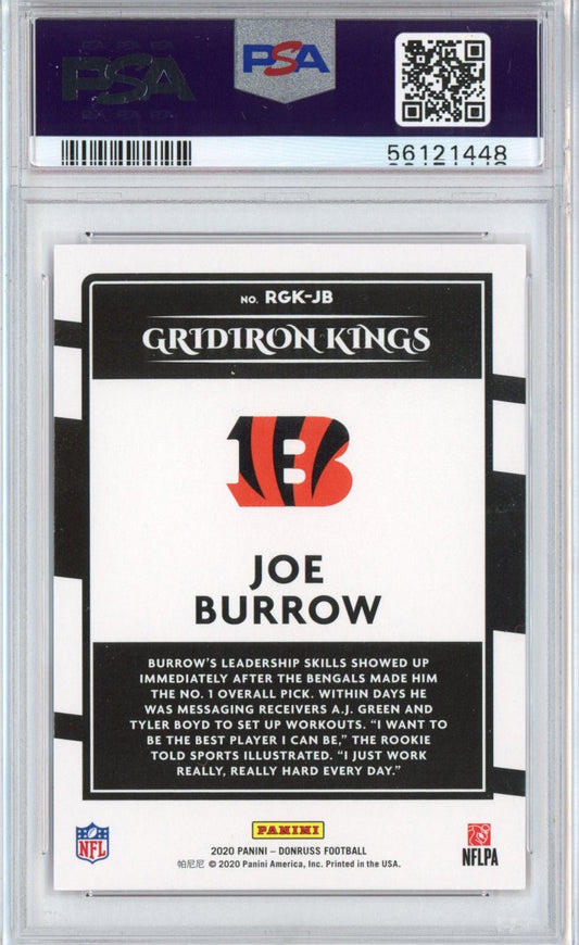 Graded 2020 Panini Donruss Joe Burrow #RGKJB Gridiron Kings Rookie RC Football Card PSA 10 Gem Mint