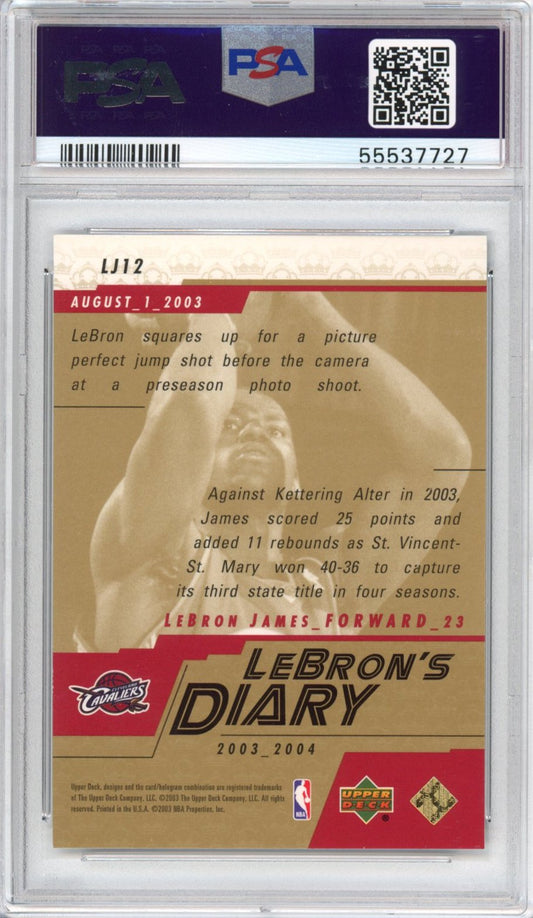 Graded 2003-04 Upper Deck LeBron James #LJ12 LeBron's Diary Rookie RC Basketball Card PSA 10 Gem Mint