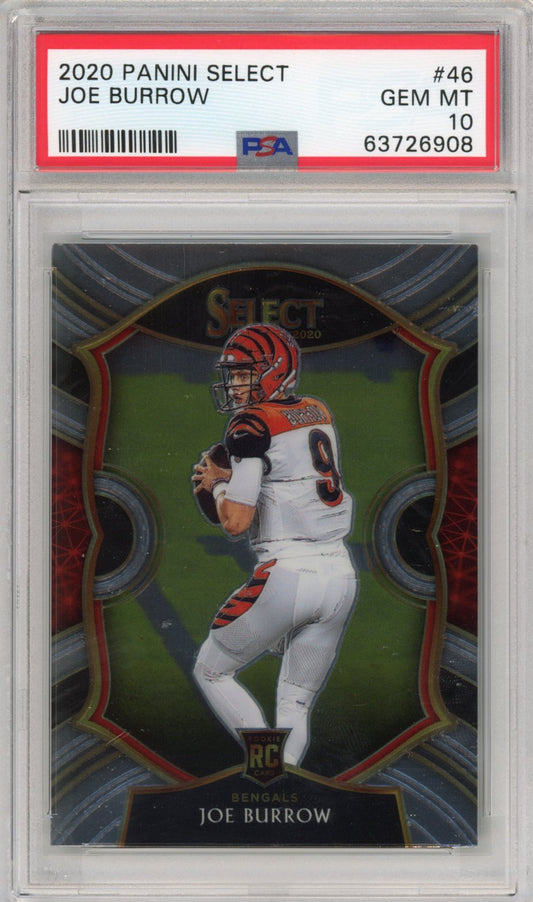 Graded 2020 Panini Select Joe Burrow #46 Concourse Rookie RC Football Card PSA 10 Gem Mint