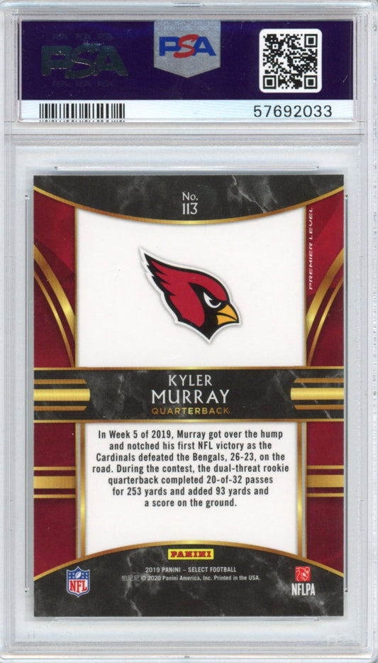 Graded 2019 Panini Select Kyler Murray #113 Rookie RC Football Card PSA 10 Gem Mint