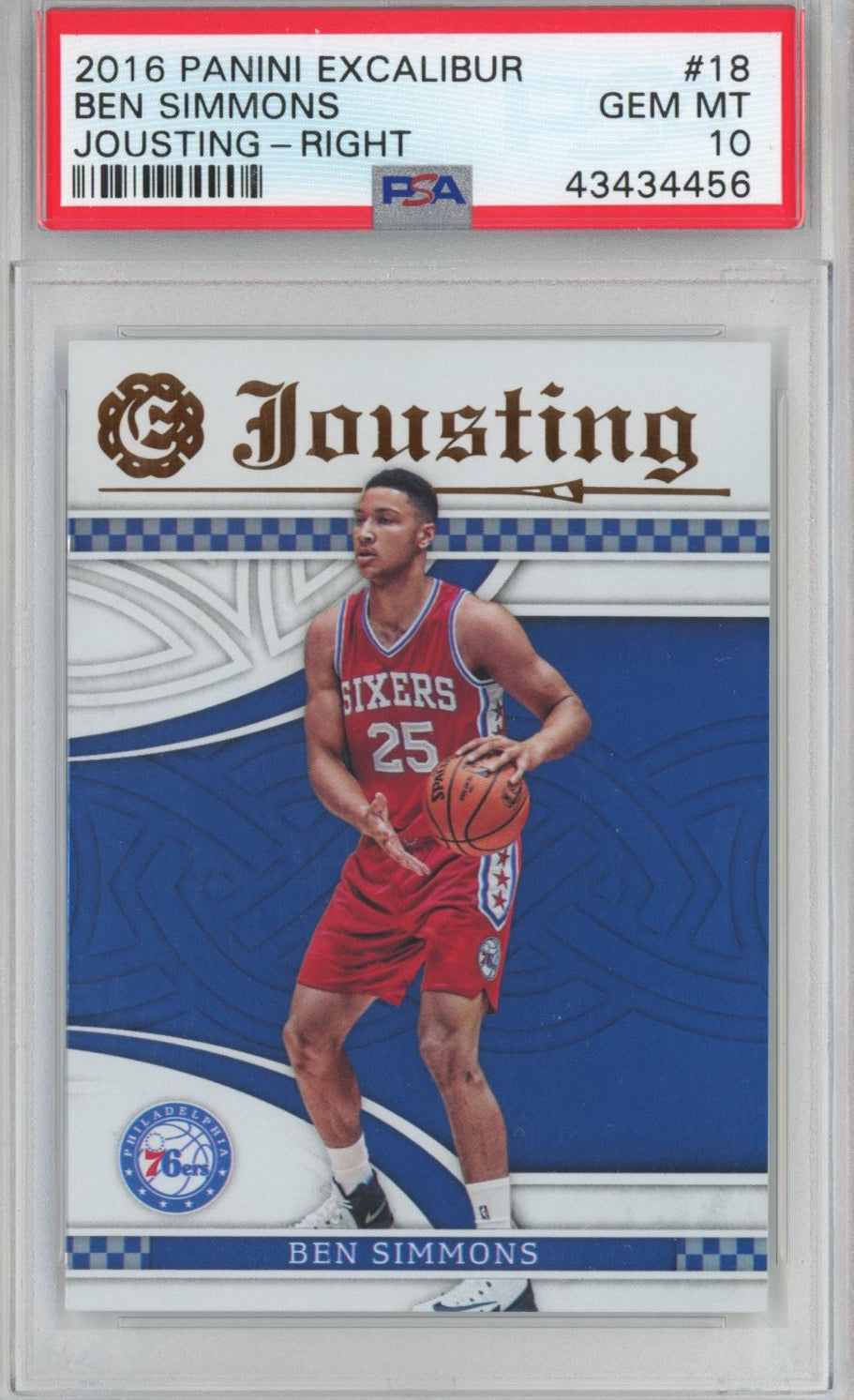 Graded 2016-17 Panini Excalibur Ben Simmons #18 Jousting Right Rookie RC Basketball Card PSA 10 Gem Mint