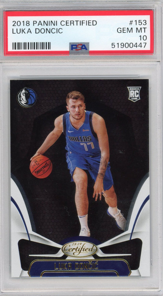 Graded 2018-19 Panini Certified Luka Doncic #153 Rookie RC Basketball Card PSA 10 Gem Mint