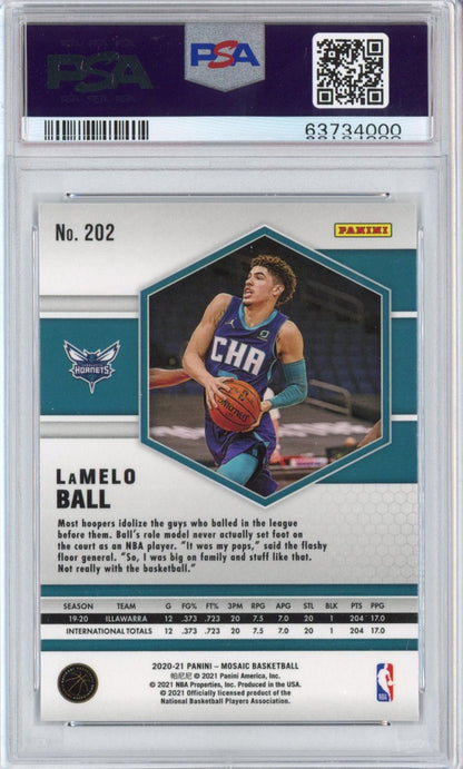 Graded 2020-21 Panini Mosaic LaMelo Ball #202 Rookie RC Basketball Card PSA 10 Gem Mint
