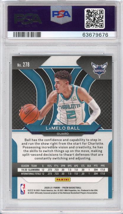 Graded 2020-21 Panini Prizm LaMelo Ball #278 Rookie RC Basketball Card PSA 10 Gem Mint