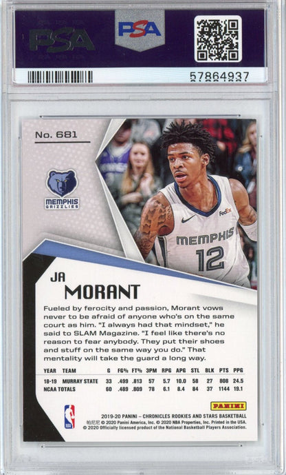 Graded 2019-20 Panini Chronicles Ja Morant #681 Rookie RC Basketball Card PSA 10 Gem Mint