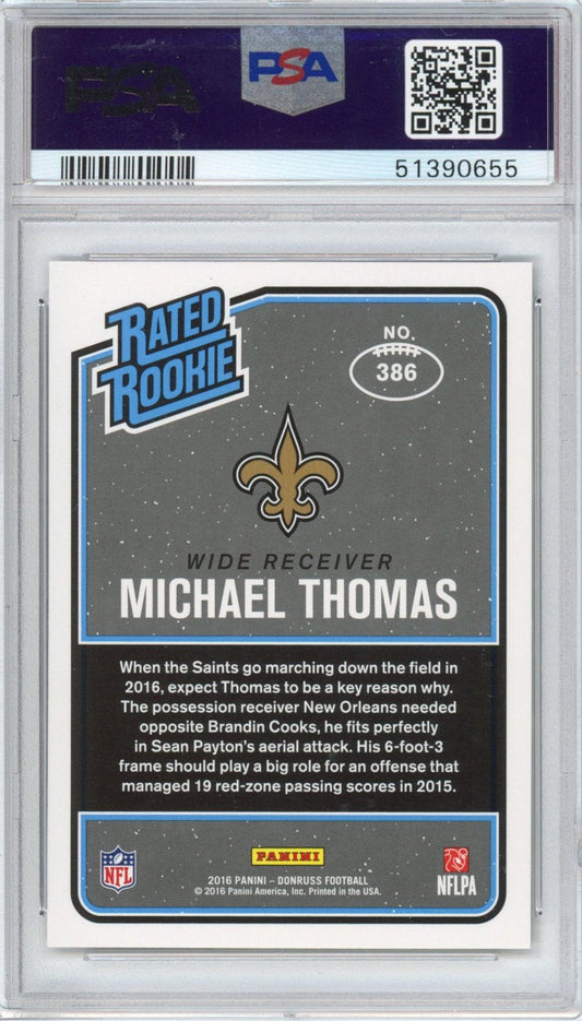 Graded 2016 Panini Donruss Michael Thomas #386 Rookie RC Football Card PSA 10 Gem Mint