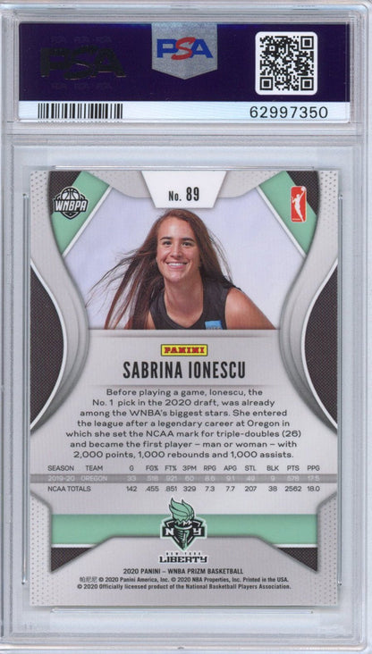 Graded 2020-21 Panini Prizm WNBA Sabrina Ionescu #89 Rookie RC Basketball Card PSA 10 Gem Mint