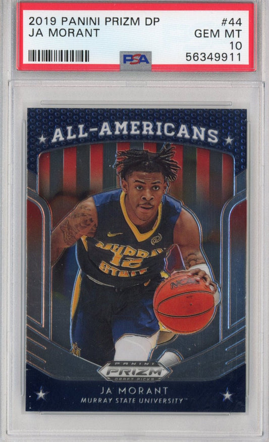 Graded 2019-20 Panini Prizm Draft Picks DP Ja Morant #44 All-Americans Rookie RC Basketball Card PSA 10 Gem Mint
