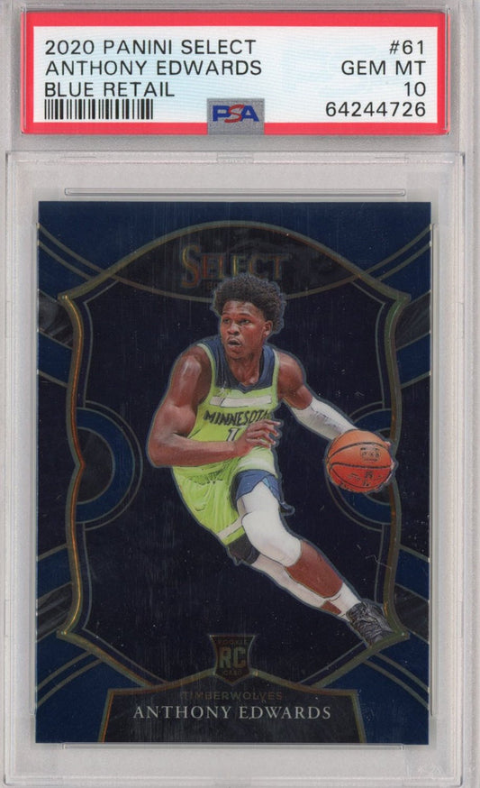 Graded 2020-21 Panini Select Anthony Edwards #61 Blue Retail Concourse Rookie RC Basketball Card PSA 10 Gem Mint