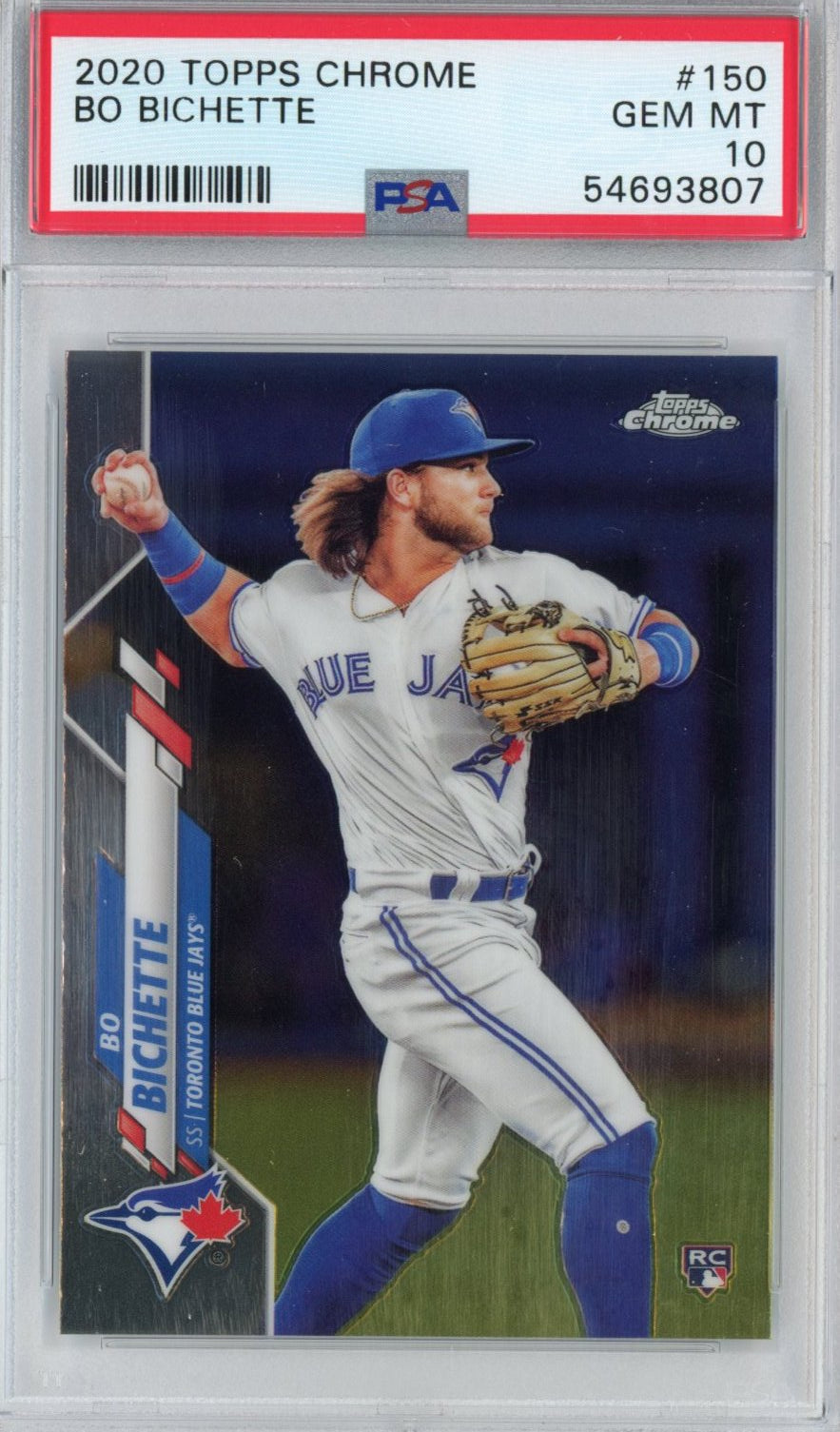 Graded 2020 Topps Chrome Bo Bichette #150 Rookie RC Baseball Card PSA 10 Gem Mint