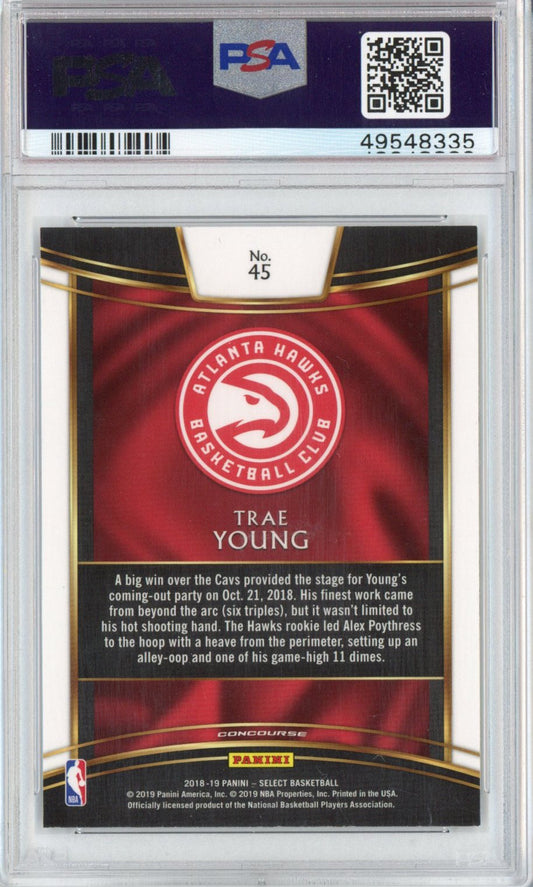 Graded 2018-19 Panini Select Trae Young #45 Concourse Rookie RC Basketball Card PSA 10 Gem Mint