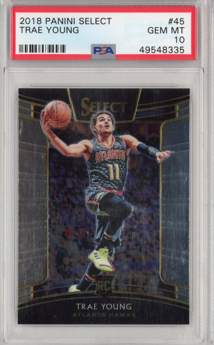 Graded 2018-19 Panini Select Trae Young #45 Concourse Rookie RC Basketball Card PSA 10 Gem Mint