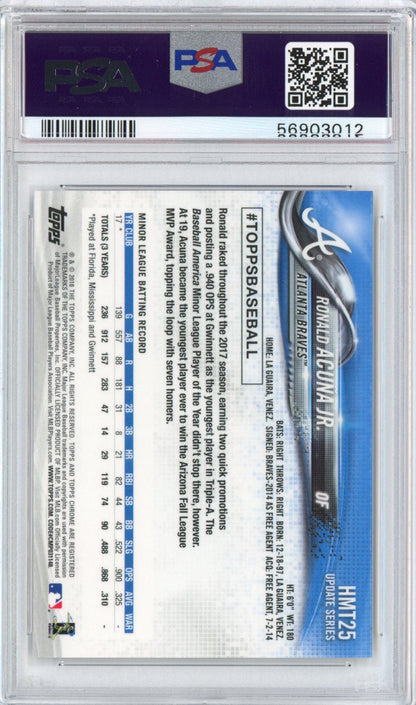 Graded 2018 Topps Chrome Update Ronald Acuna Jr. #HMT25 Rookie RC Baseball Card PSA 10 Gem Mint