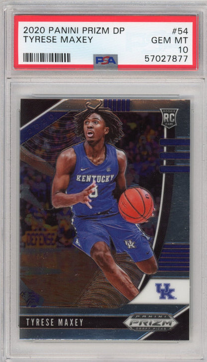 Graded 2020-21 Panini Prizm DP Draft Picks Tyrese Maxey #54 Rookie RC Basketball Card PSA 10 Gem Mint