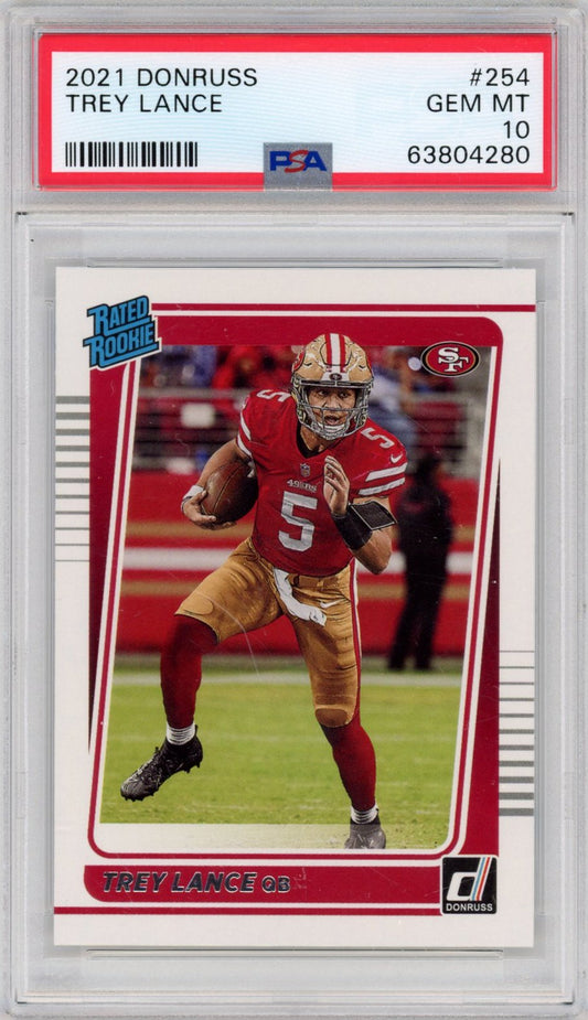 Graded 2021 Panini Donruss Trey Lance #254 Rated Rookie RC Football Card PSA 10 Gem Mint