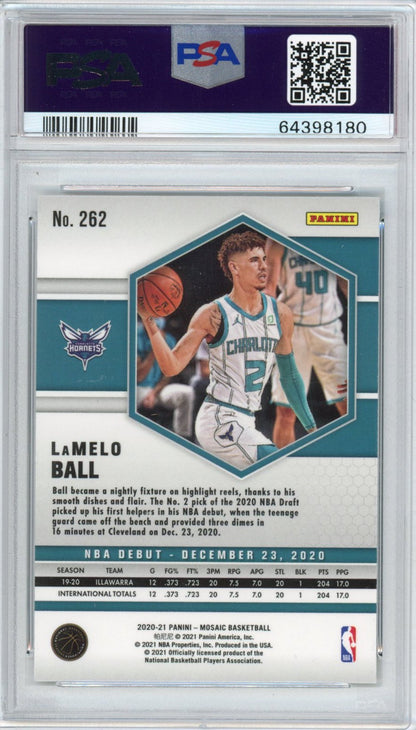 Graded 2020-21 Panini Mosaic LaMelo Ball #262 Rookie RC Basketball Card PSA 10 Gem Mint