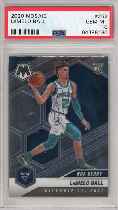 Graded 2020-21 Panini Mosaic LaMelo Ball #262 Rookie RC Basketball Card PSA 10 Gem Mint