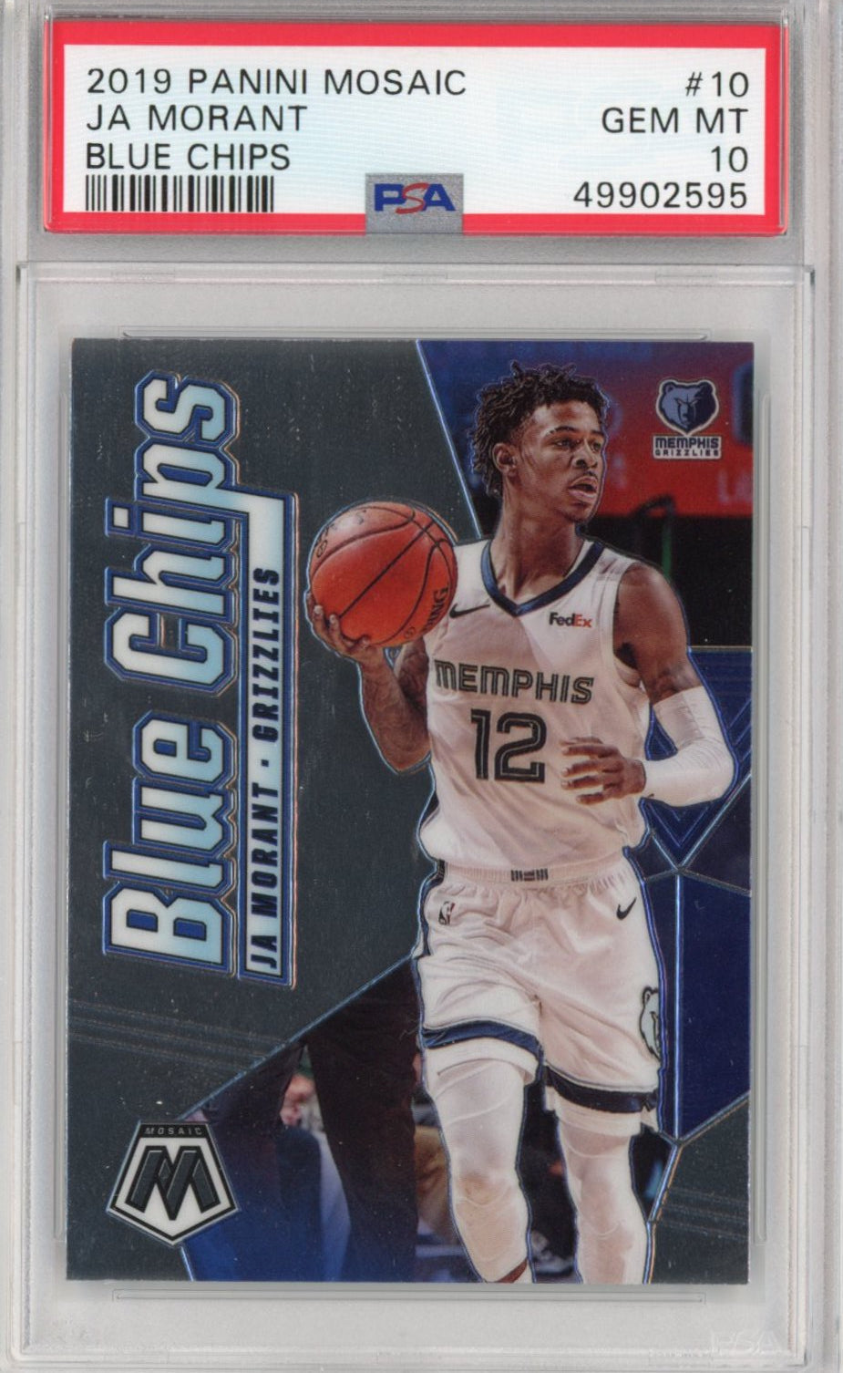 Graded 2019-20 Panini Mosaic Ja Morant #10 Blue Chips Rookie RC Basketball Card PSA 10 Gem Mint