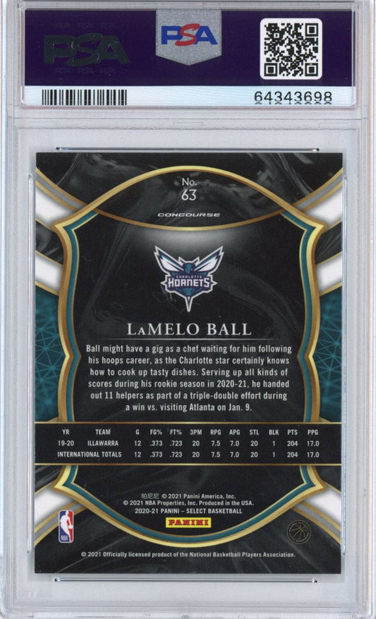 Graded 2020-21 Panini Select LaMelo Ball #63 Blue Retail Rookie RC Basketball Card PSA 10 Gem Mint