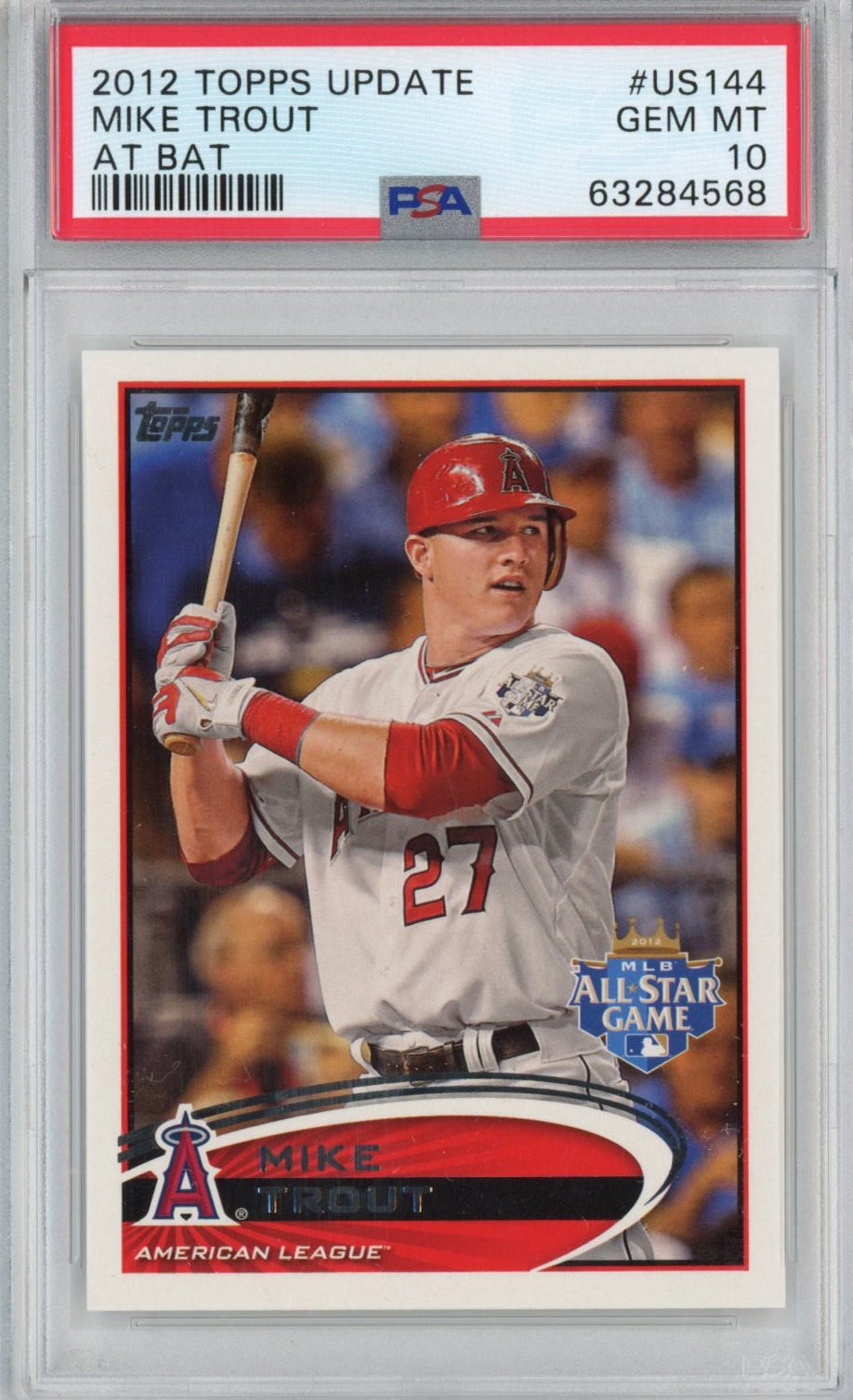 Graded 2012 Topps Update Mike Trout #US144 At Bat Rookie RC Baseball Card PSA 10 Gem Mint