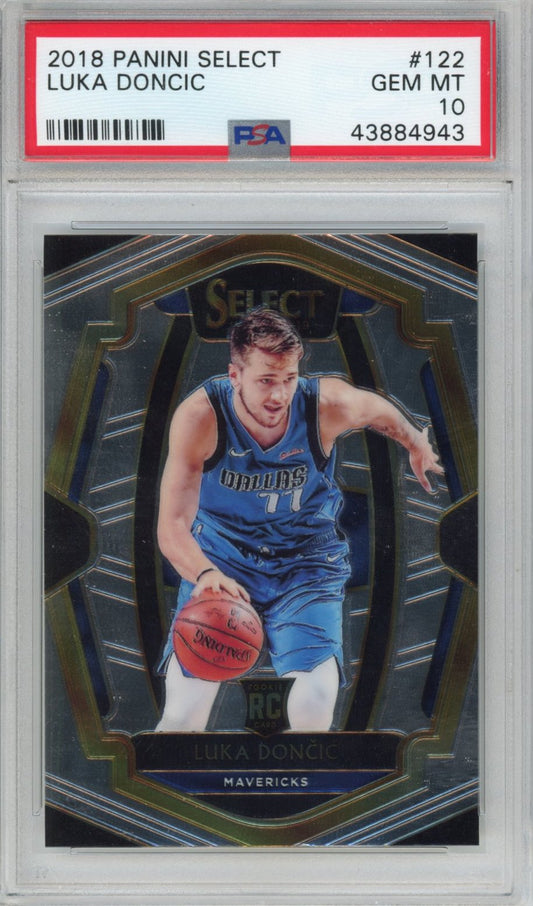 Graded 2018-19 Panini Select Luka Doncic #122 Premier Level Rookie RC Basketball Card PSA 10 Gem Mint