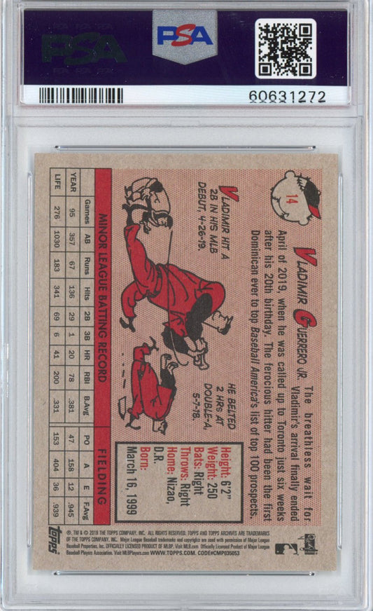 Graded 2019 Topps Archives Vladimir Vlad Guerrero Jr. #14 No Bat Rookie RC Baseball Card PSA 10 Gem Mint