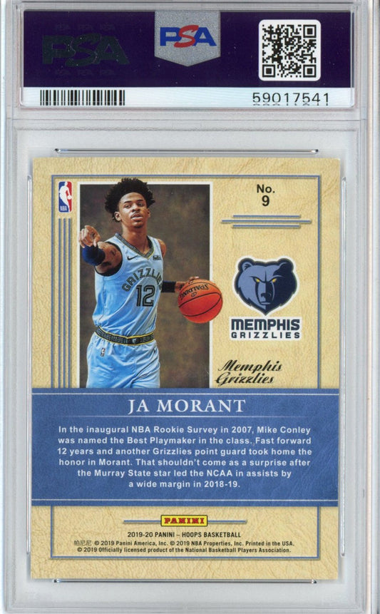 Graded 2019-20 Panini Hoops Ja Morant #9 Class Of 2019 Rookie RC Basketball Card PSA 10 Gem Mint
