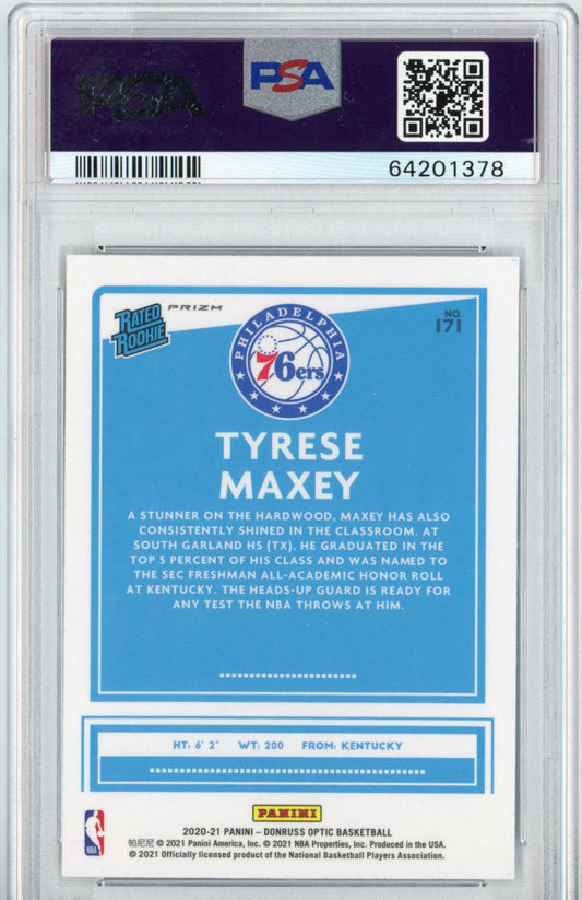 Graded 2020-21 Panini Donruss Optic Tyrese Maxey #171 Fanatics Box Set Rookie RC Basketball Card PSA 10 Gem Mint