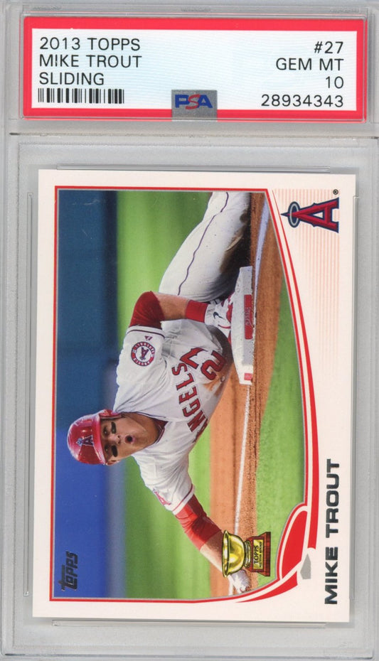 Graded 2013 Topps Mike Trout #27 Sliding Rookie Cup RC Baseball Card PSA 10 Gem Mint