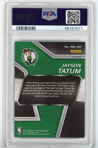 Graded 2017-18 Panini Prizm Jayson Tatum #EMJAY Green Emergent Prizm Rookie RC Basketball Card PSA 10 Gem Mint