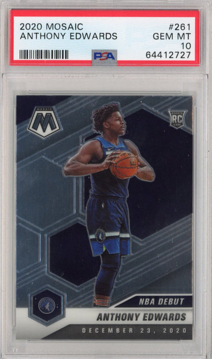Graded 2020-21 Panini Mosaic Anthony Edwards #261 Rookie RC Basketball Card PSA 10 Gem Mint