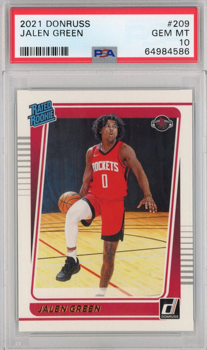Graded 2021-22 Panini Donruss Jalen Green #209 Rookie RC Basketball Card PSA 10 Gem Mint
