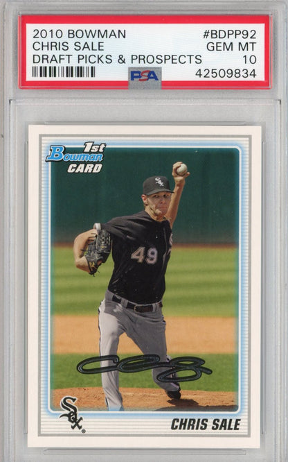 Graded 2010 Bowman Draft Picks & Prospects Chris Sale #BDPP92 Rookie RC Baseball Card PSA 10 Gem Mint