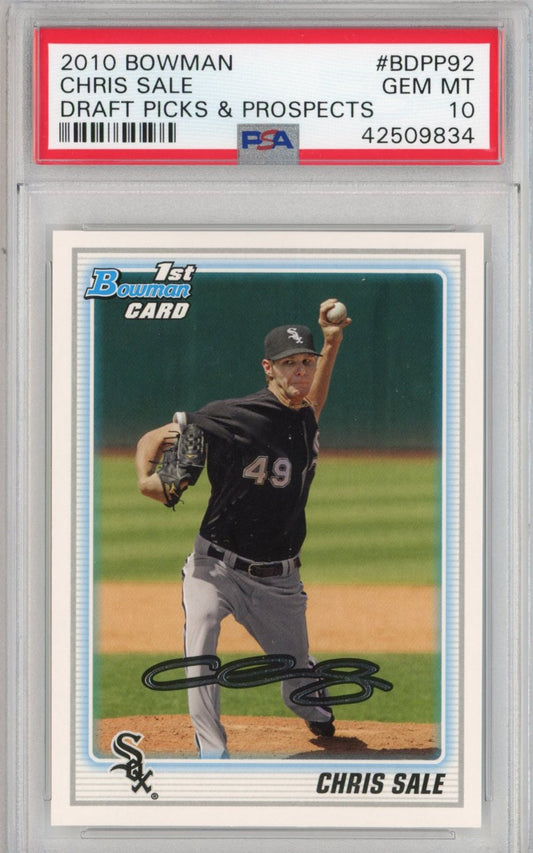 Graded 2010 Bowman Draft Picks & Prospects Chris Sale #BDPP92 Rookie RC Baseball Card PSA 10 Gem Mint