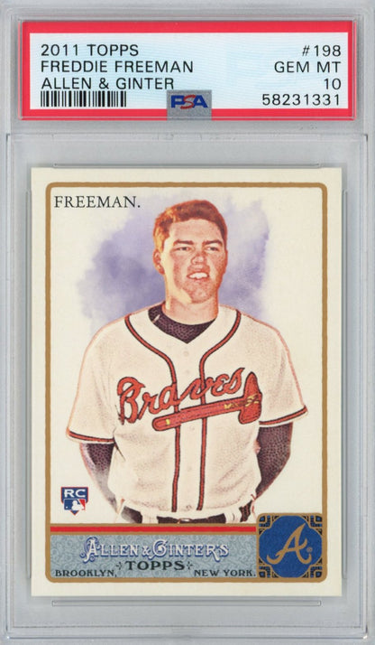 Graded 2011 Topps Allen & Ginter Freddie Freeman #198 Rookie RC Baseball Card PSA 10 Gem Mint