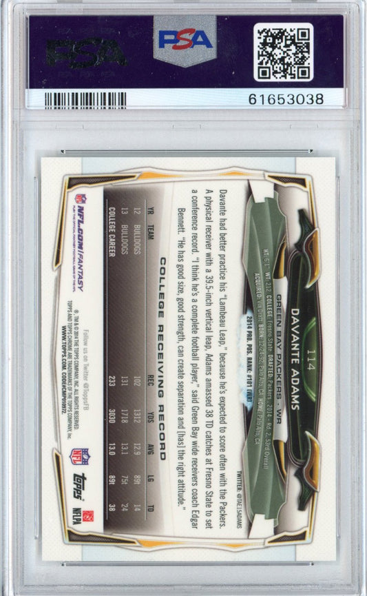Graded 2014 Topps Chrome Davante Adams #114 Facing Forward Rookie RC Football Card PSA 10 Gem Mint