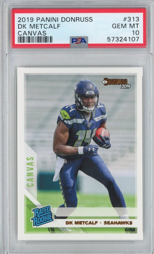 Graded 2019 Panini Donruss DK D.K. Metcalf #313 Canvas Rookie RC Football Card PSA 10 Gem Mint