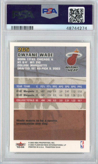 Graded 2003-04 Fleer Dwyane Wade #265 Rookie RC Basketball Card PSA 10 Gem Mint