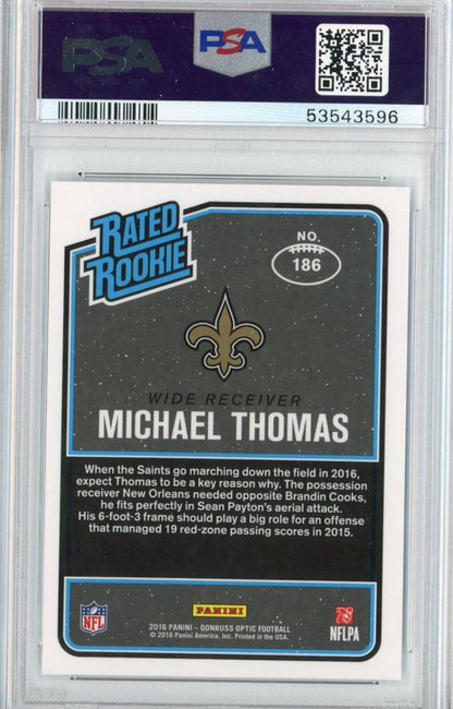Graded 2016 Panini Donruss Optic Michael Thomas #186 Rookie RC Football Card PSA 10 Gem Mint