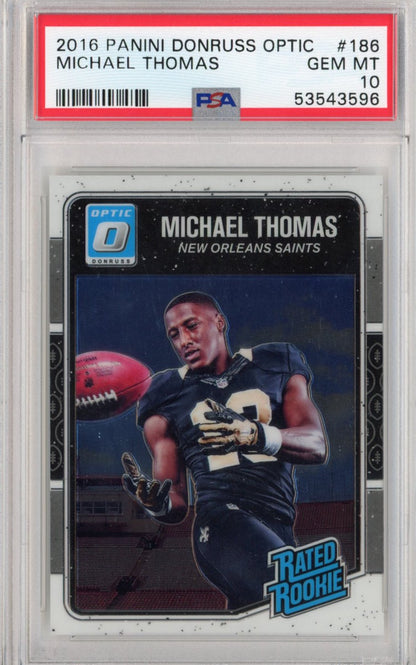 Graded 2016 Panini Donruss Optic Michael Thomas #186 Rookie RC Football Card PSA 10 Gem Mint