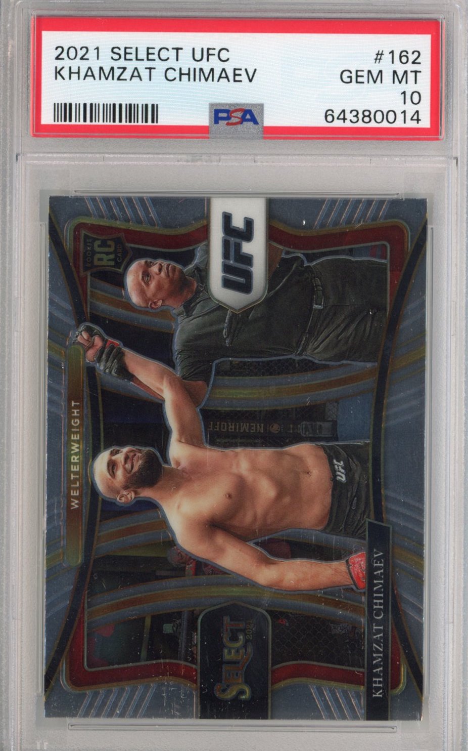 Graded 2021 Panini Select Khamzat Chimaev #162 Premier Level Rookie RC UFC MMA Card PSA 10 Gem Mint