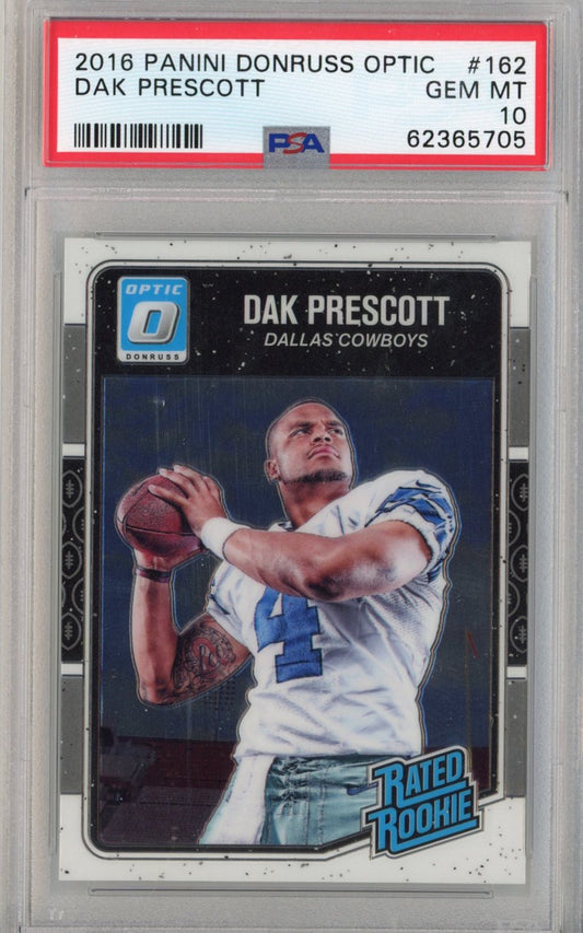 Graded 2016 Panini Donruss Optic Dak Prescott #162 Rookie RC Football Card PSA 10 Gem Mint