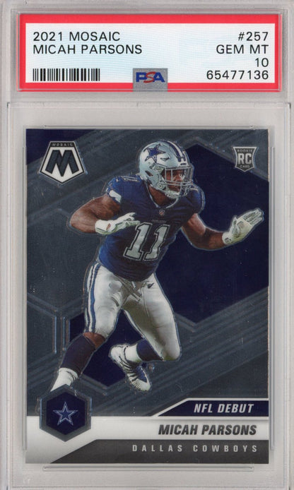 Graded 2021 Panini Mosaic Micah Parsons #257 Rookie RC Football Card PSA 10 Gem Mint