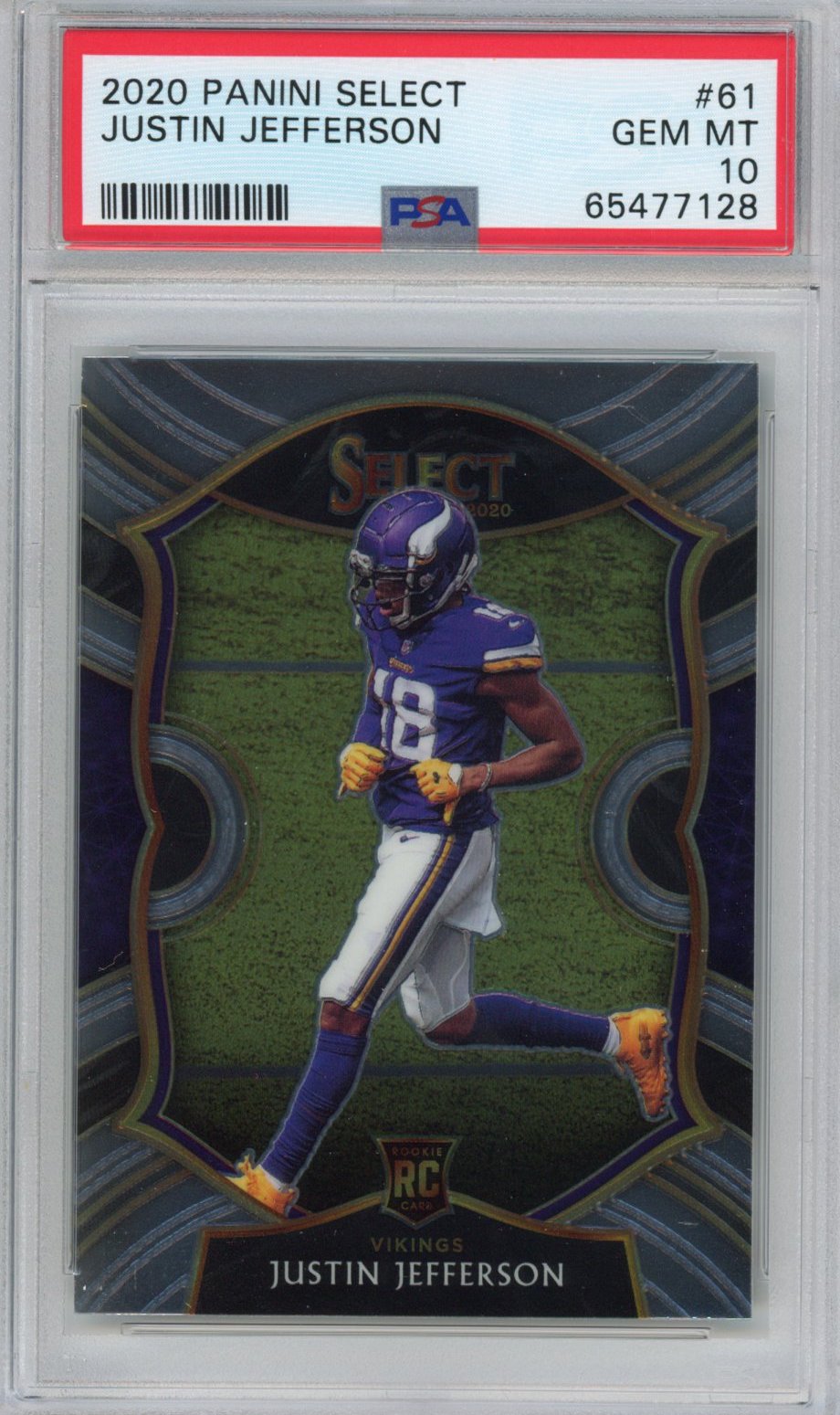 Graded 2020 Panini Select Justin Jefferson #61 Concourse Rookie RC Football Card PSA 10 Gem Mint