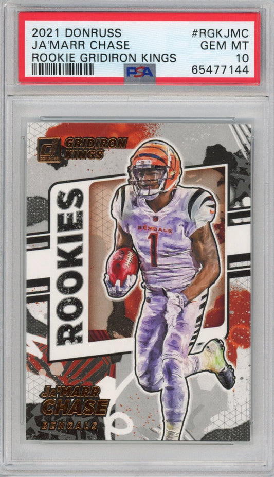Graded 2021 Panini Donruss Ja'Marr Chase #RGKJMC Gridiron Kings Rookie RC Football Card PSA 10 Gem Mint